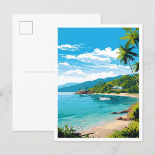 Carte Postale Illustration Phuket Thailand Travel Vintage