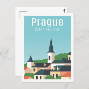 Carte Postale Illustration Prague Tchèque célèbre lieu de voyage