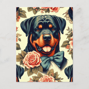 Carte Postale Illustration Retro Rottweiler