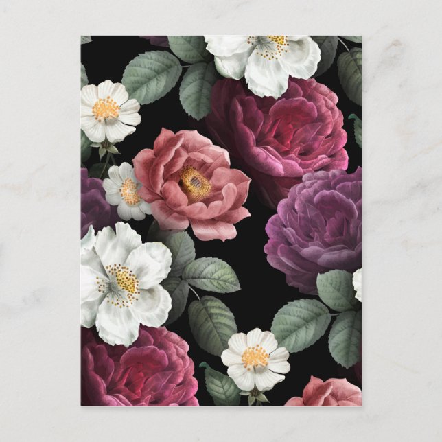 Carte Postale Illustration Rose vintage (Devant)