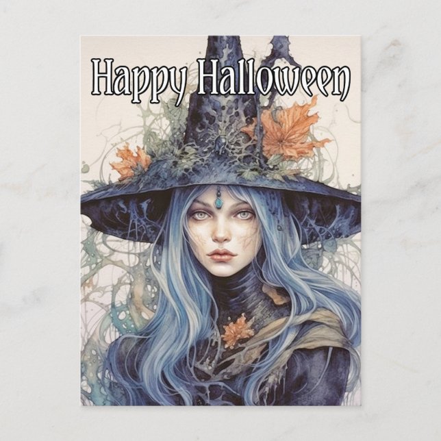 Carte Postale Illustration Salem Witch Happy Halloween (Devant)