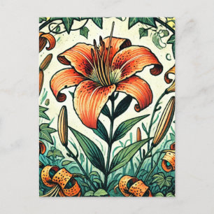 Carte Postale Illustration Tigerlily Lys tigre lys d'été