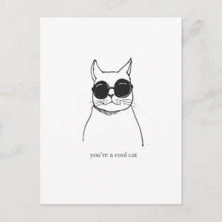 Carte Postale Illustration tirée à la main "Vous êtes un chat co