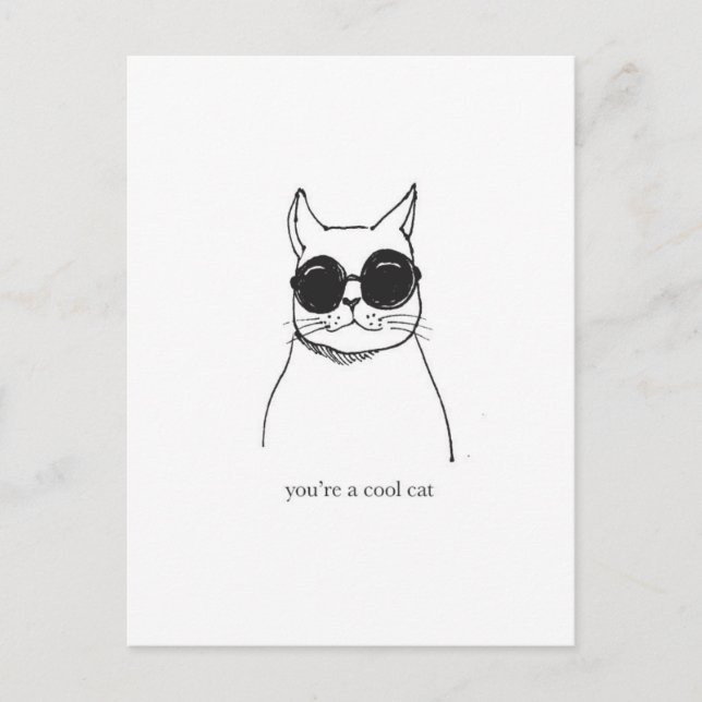 Carte Postale Illustration tirée à la main "Vous êtes un chat co (Devant)
