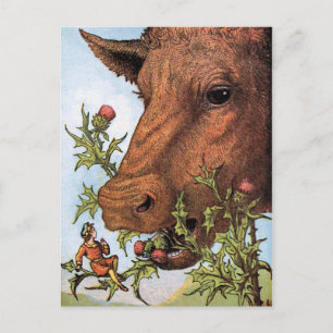 Carte Postale Illustration "Tom Thumb and the Cow"