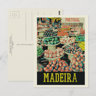 Carte Postale Illustration traditionnelle du marché de Madère Po