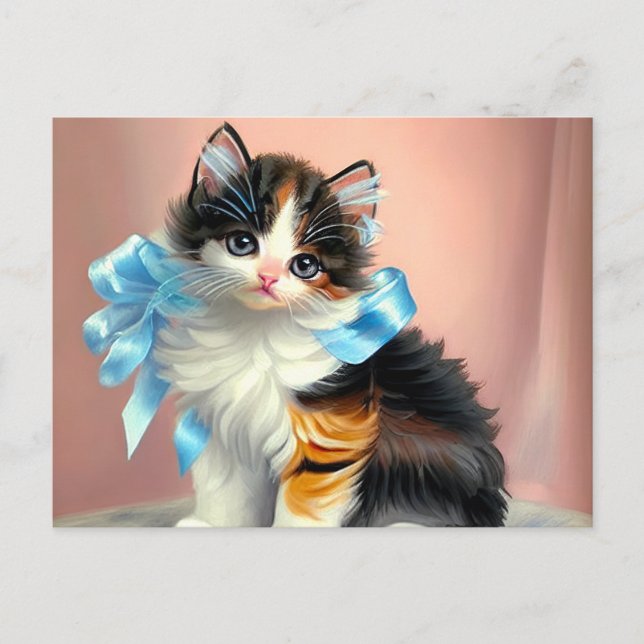 Carte Postale Illustration vintage Calico Kitten (Devant)