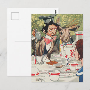 Carte Postale Illustration vintage d'Alice au thé du Chapelier F