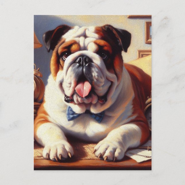 Carte Postale Illustration vintage de Bulldog (Devant)