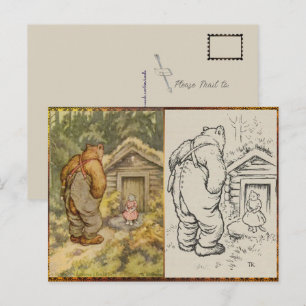Carte Postale Illustration vintage de couleur d'un ours