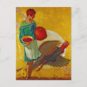 Carte Postale Illustration vintage de la récolte de Thanksgiving
