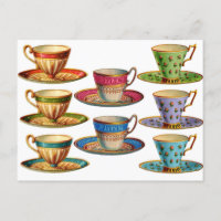 Carte Postale Illustration Vintage de la tasse de 