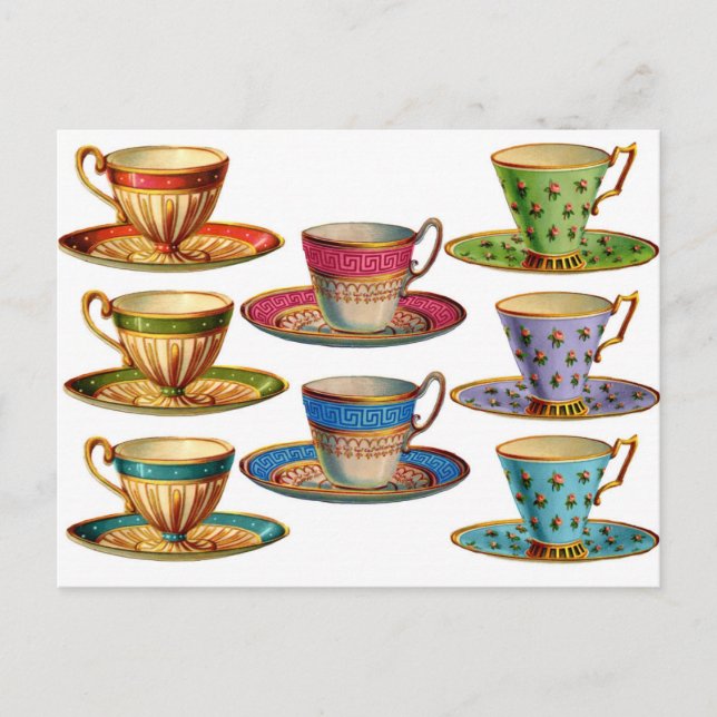 Carte Postale Illustration Vintage de la tasse de  (Devant)