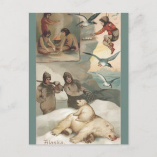 Carte Postale Illustration vintage de l'Alaska