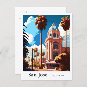 Carte Postale Illustration Vintage de San Jose California Travel