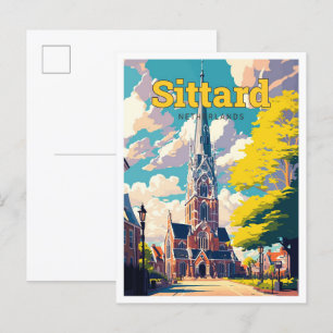Carte Postale Illustration Vintage de voyage Siitard Pays-Bas