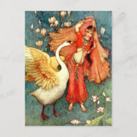 Illustration vintage de Warwick Goble Swan Maiden