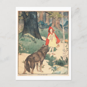 Carte Postale Illustration vintage du petit chaperon rouge (1919