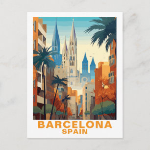 Carte Postale Illustration vintage du Vintage voyage de Barcelon