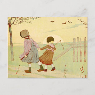 Carte Postale Illustration Vintage en français "Enfants"