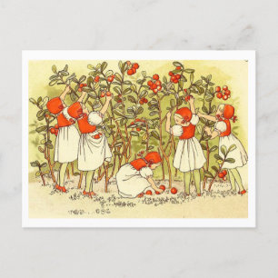 Carte Postale Illustration vintage Forêt de bleuets Elsa Beskow