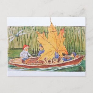 Carte Postale Illustration vintage Forêt de bleuets Elsa Beskow