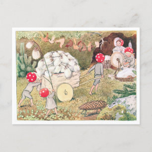 Carte Postale Illustration vintage Forêt Enfants Elsa Beskow