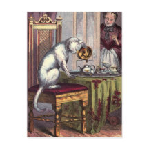 Illustration vintage : Puss Fabriquant du thé