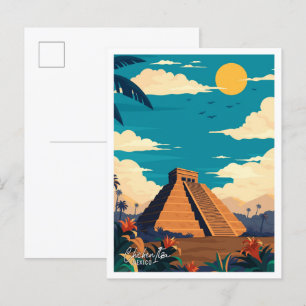Carte Postale Illustration Vintage voyage de Chichen Itza Mexiqu