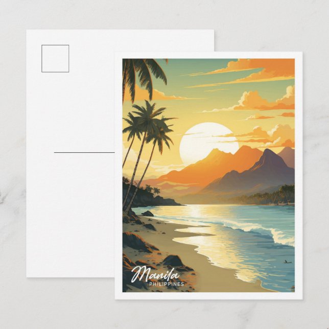 Carte Postale Illustration Vintage voyage de Manille Philippines (Devant / Derrière)