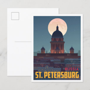 Carte Postale Illustration Vintage voyage de St Pétersbourg Russ