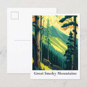 Carte Postale Illustration Vintage voyage des Great Smoky Mounta