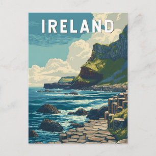 Carte Postale Illustration Voyage Irlande Art Vintage