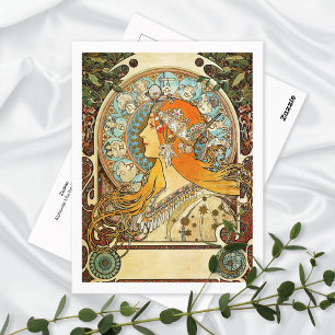 Carte Postale Illustration Zodiac Alphonse Mucha Postcard