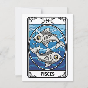 Carte Postale Illustration Zodiac Pisces Style Tarot