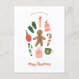 Carte postale illustrée de l'ornement de Noël