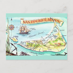 Carte postale illustrée de Nantucket MA