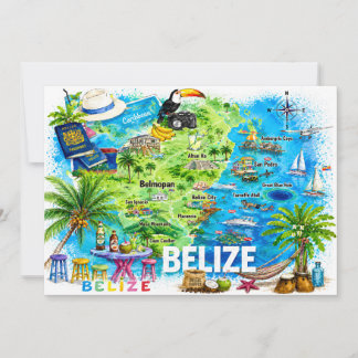 Carte postale illustrée du Belize dans les Caraïbe
