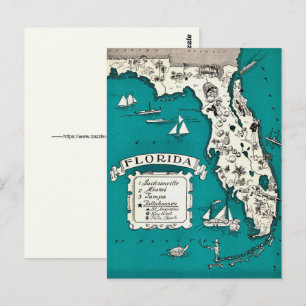 Carte postale illustrée vintage de Floride