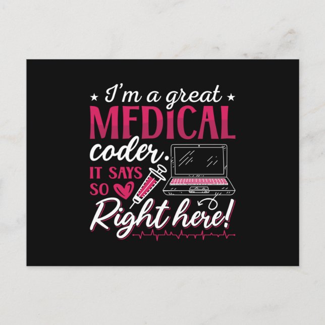Carte Postale I'm A Great Medical Coder ICD Coding Programmer (Devant)