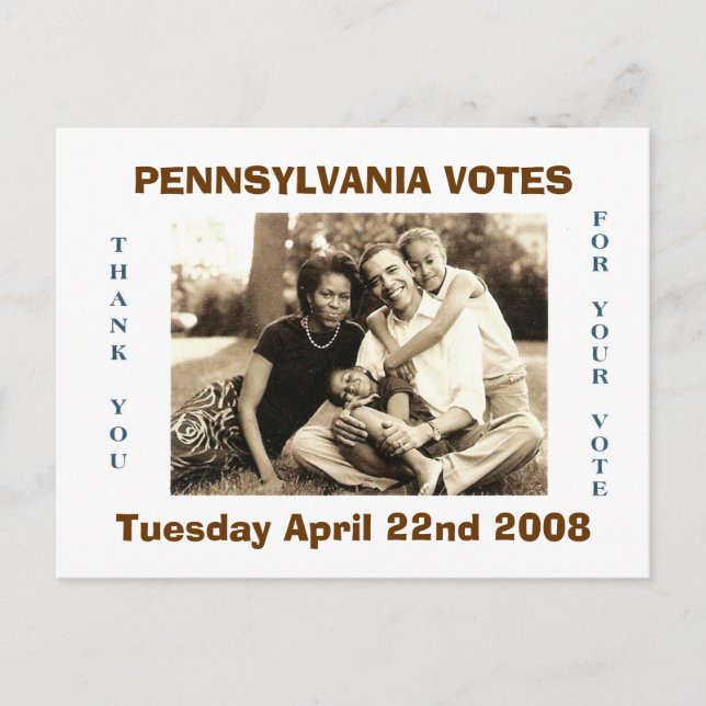 Carte Postale image0-6, PENNSYLVANIE VOTE, le mardi 22 avril n… (Devant)