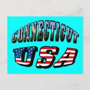 Carte Postale Image Connecticut et texte d'indicateur USA