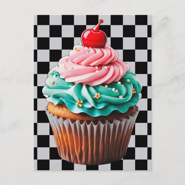 Carte Postale Image de gâteau d'anniversaire Cupcake  (Devant)