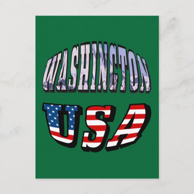 Carte Postale Image de l'État de Washington et texte du drapeau  (Devant)