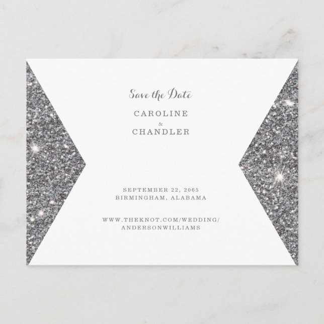 Carte Postale Image de mariage à paillettes argentées Enregistre (Devant)