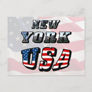 Carte Postale Image de New York et texte du drapeau des États-Un