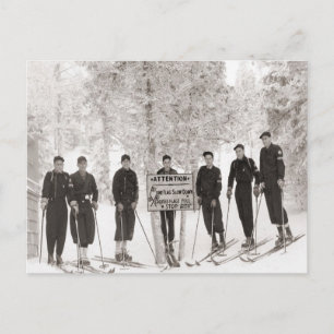 Carte Postale Image de ski vintage, photo de groupe