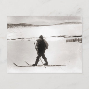 Carte Postale Image de ski vintage, Ski de fond