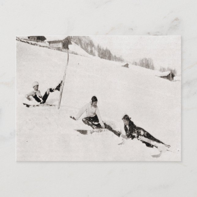 Carte Postale Image de ski vintage, Tumbling down (Devant)