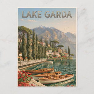 Carte Postale Image de voyage vintage du lac de Garde en Italie